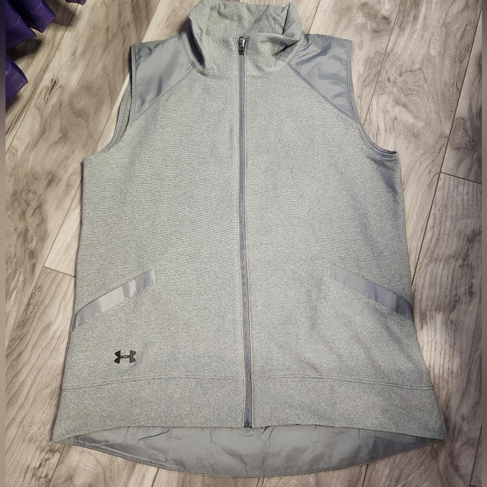 Under Armour Gray Sleeveless Full-Zip Athletic Vest Size X-Large